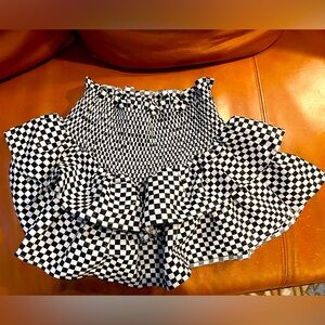 NWOT Queen of Sparkles women’s checker ruffle skirt, XXL but fits more like L